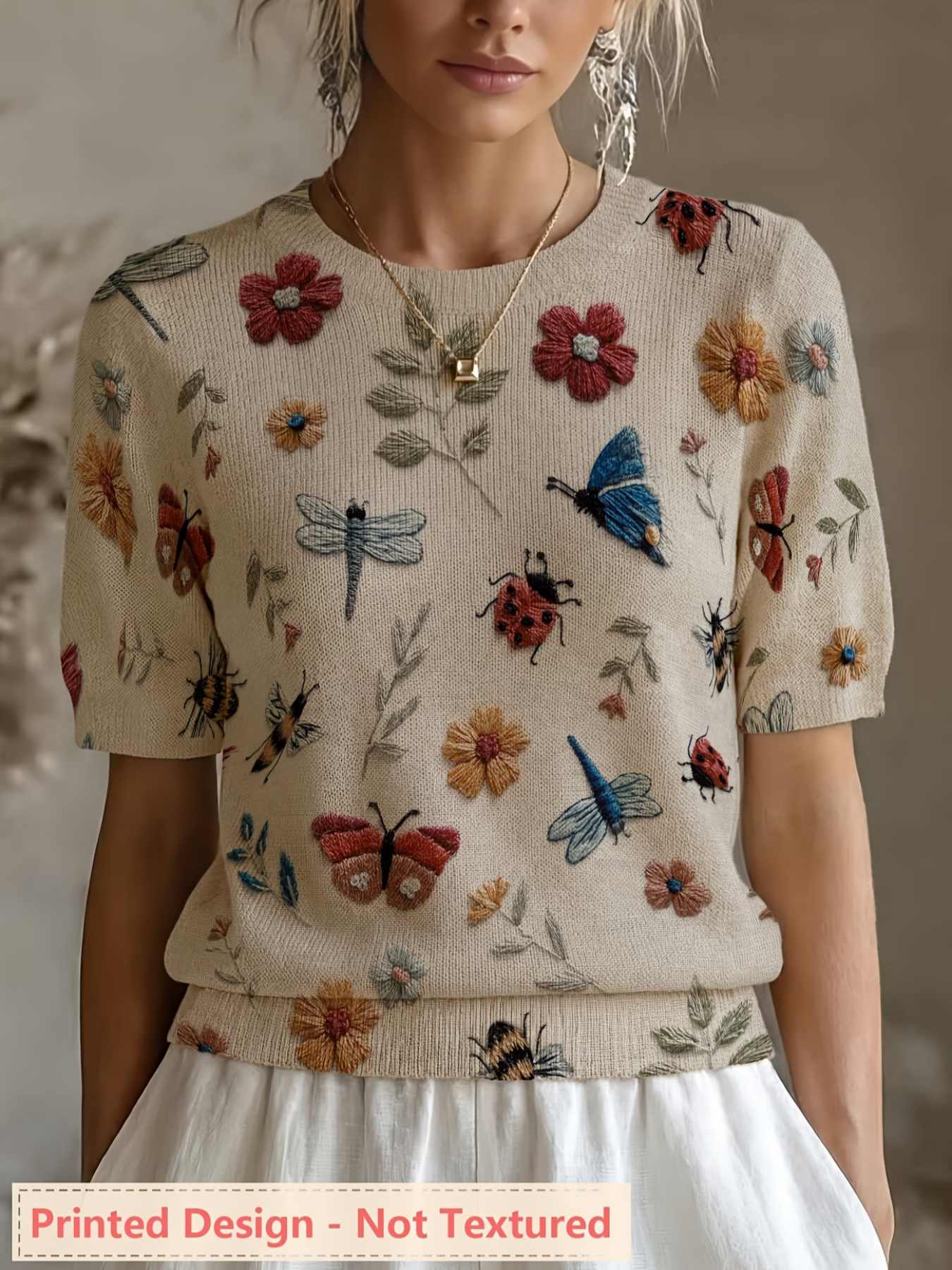 Summer Clothing Yarn - Diseño estampado - Top de mujer
