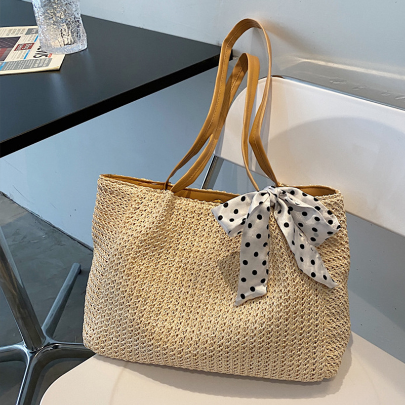 Beach Bag Straw - Bolso de paja con lazo y