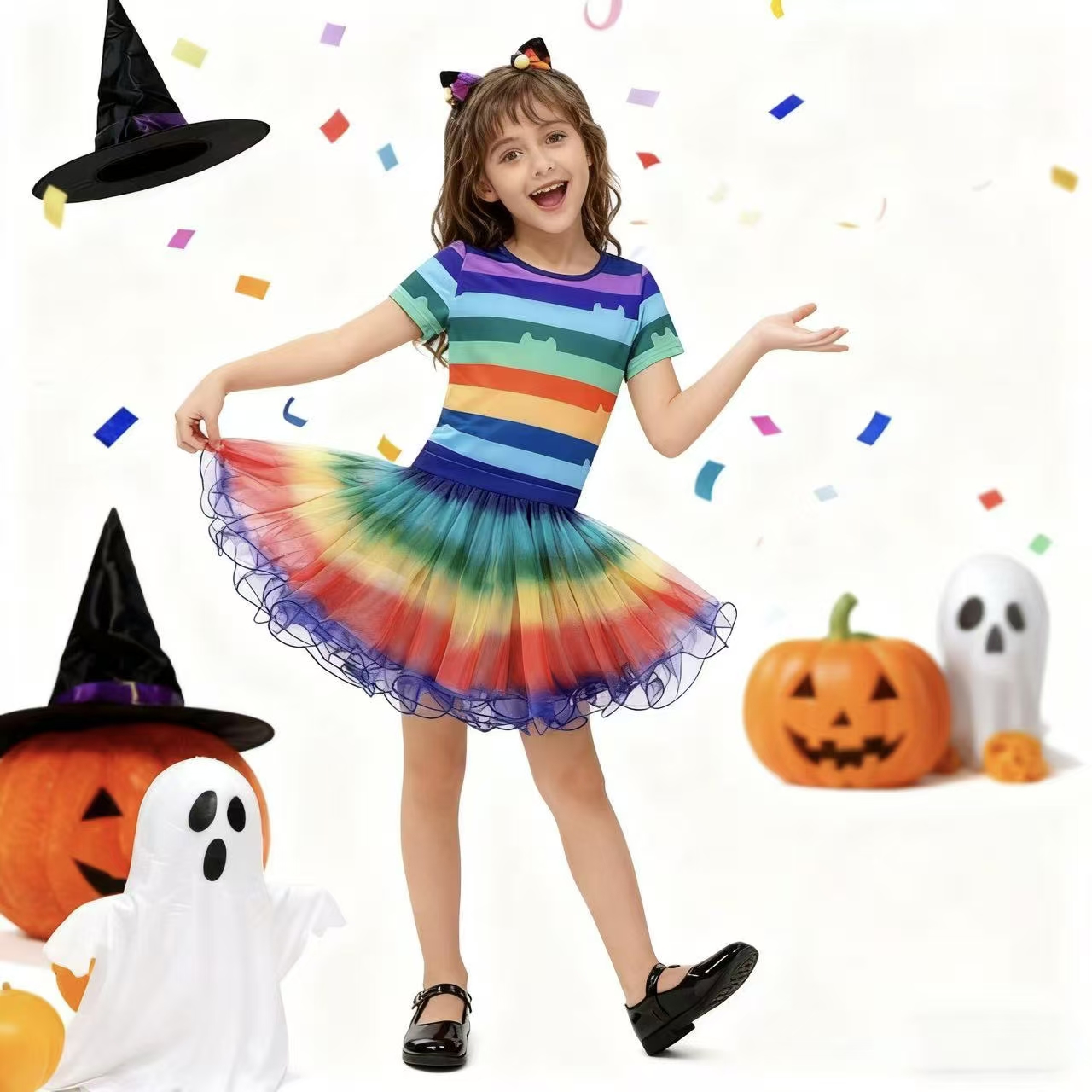 Summer Clothing Kids - Camiseta a rayas de arcoíris para