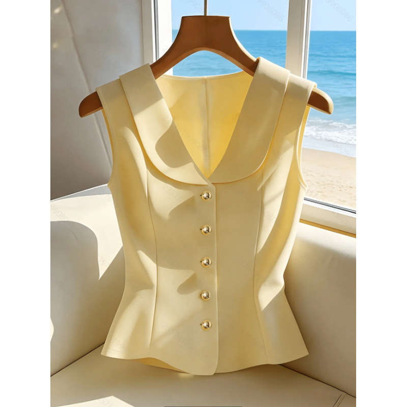 Yellow Summer Clothing - Chaleco Blazer Elegante sin Mangas para