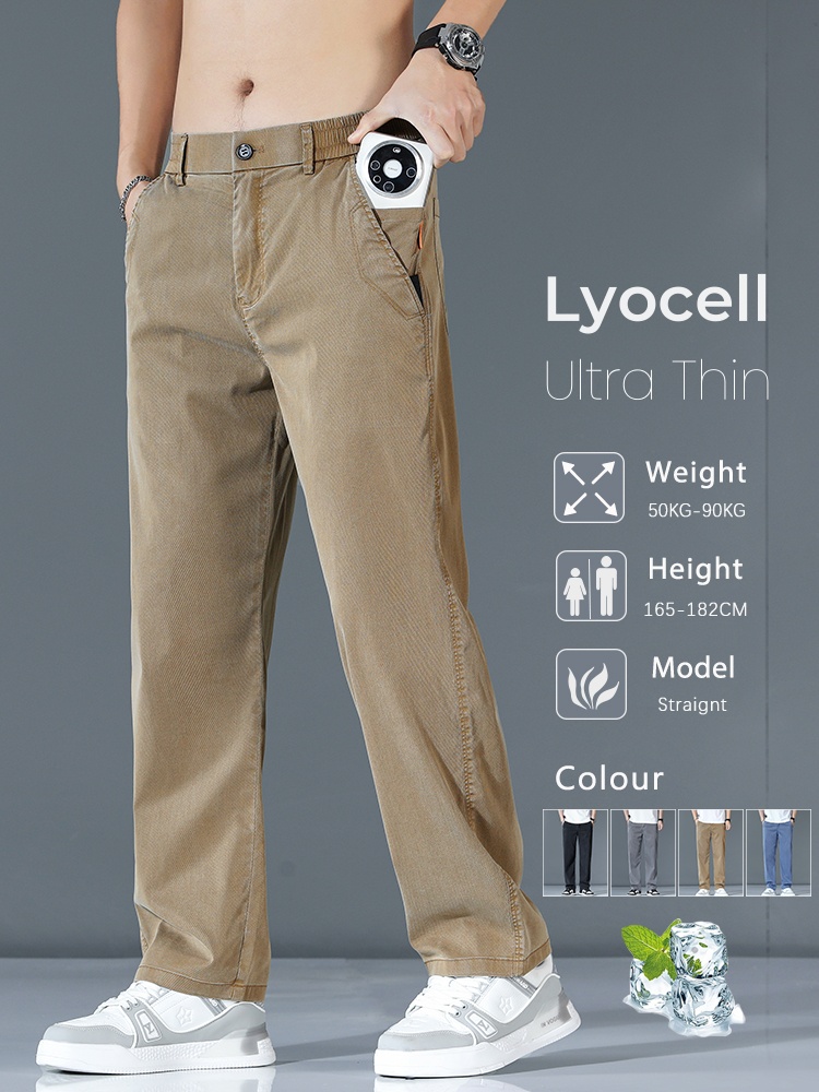 Summer Clothing Brands Men - Pantalones informales holgados de Lyocell ultrafinos
