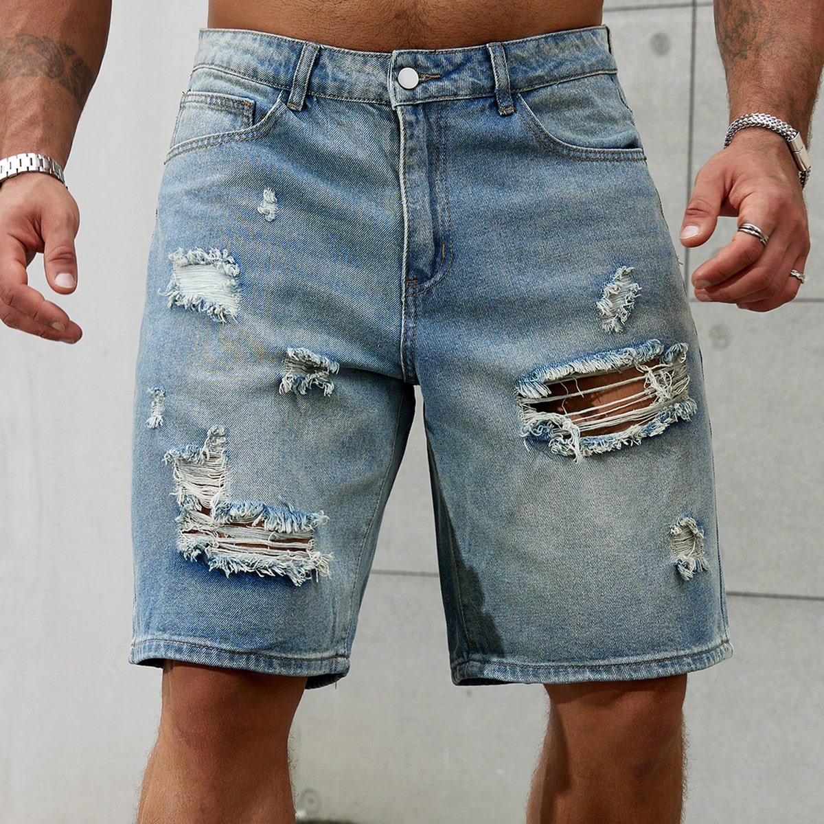 Summer Clothing Brands Men - Pantalones vaqueros cortos rasgados para hombre,