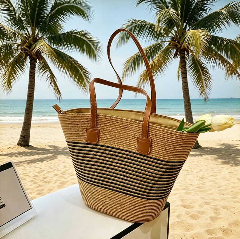 Beach Bag Straw - CLAREGQI Bolso de mano de paja