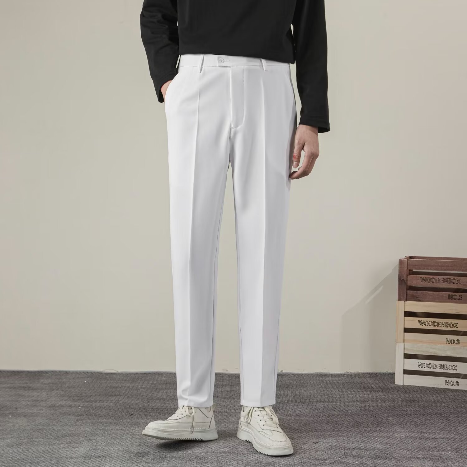 Summer Clothing Brands Men - Pantalones rectos de Color sólido para