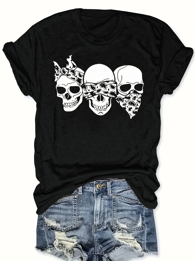 Summer Clothing Trends 2025 - Camiseta con estampado de calavera de