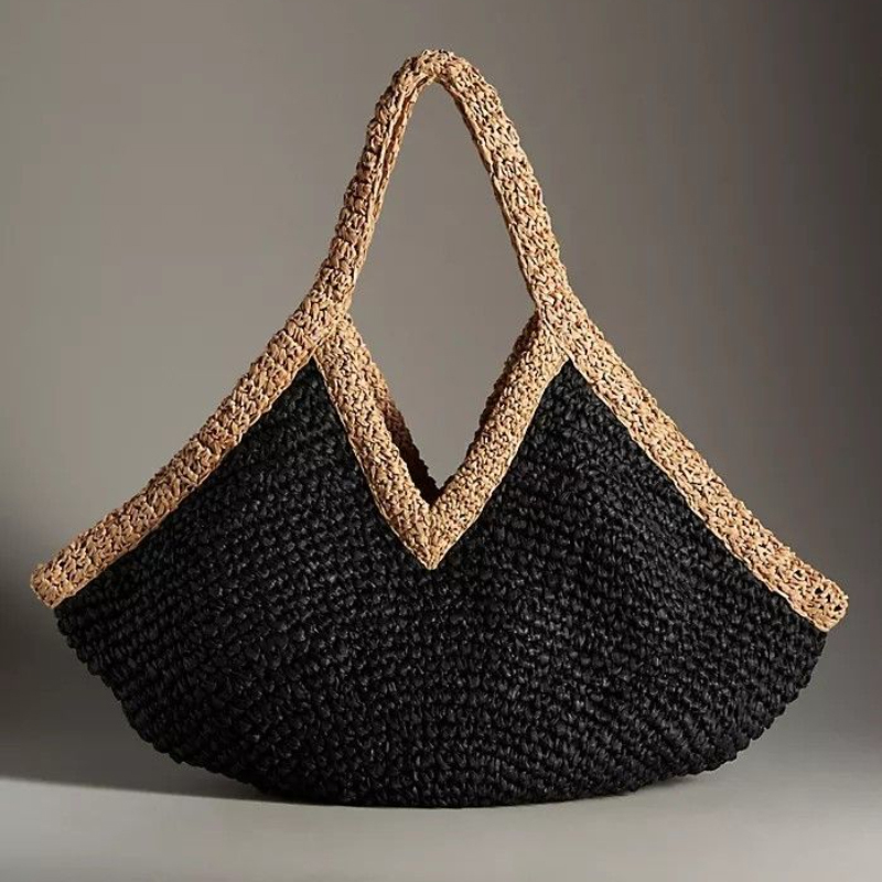 Beach Bag Straw - Bolso de Mano Tejido a Mano,