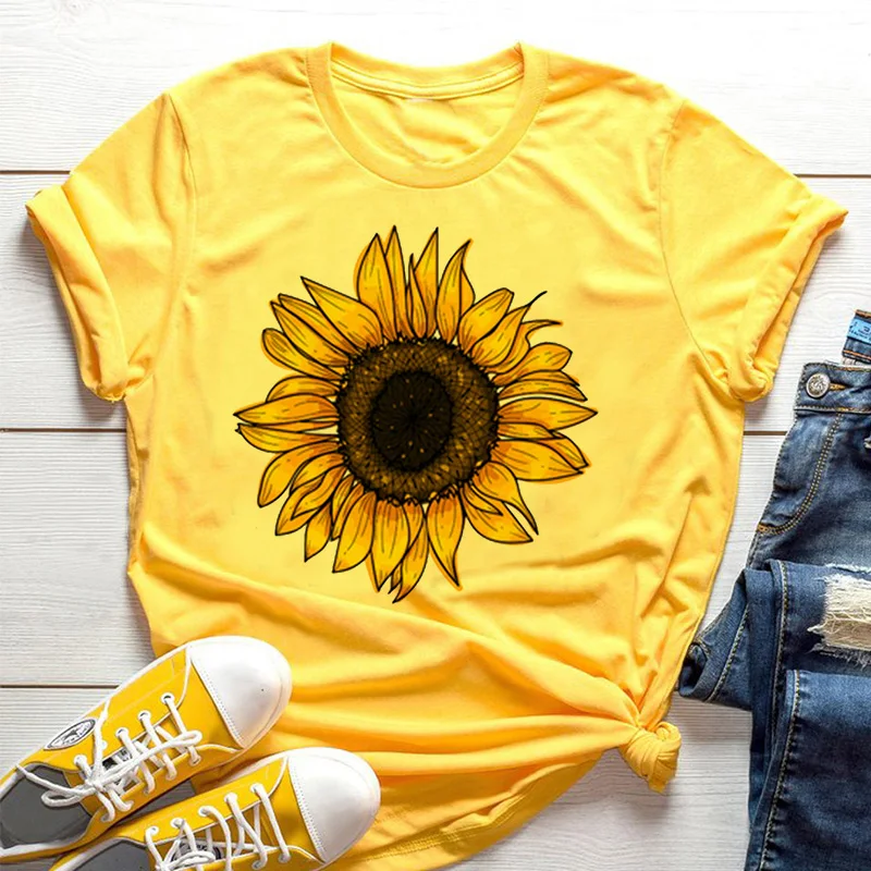Yellow Summer Clothing - Camiseta amarilla para mujer, camisa de