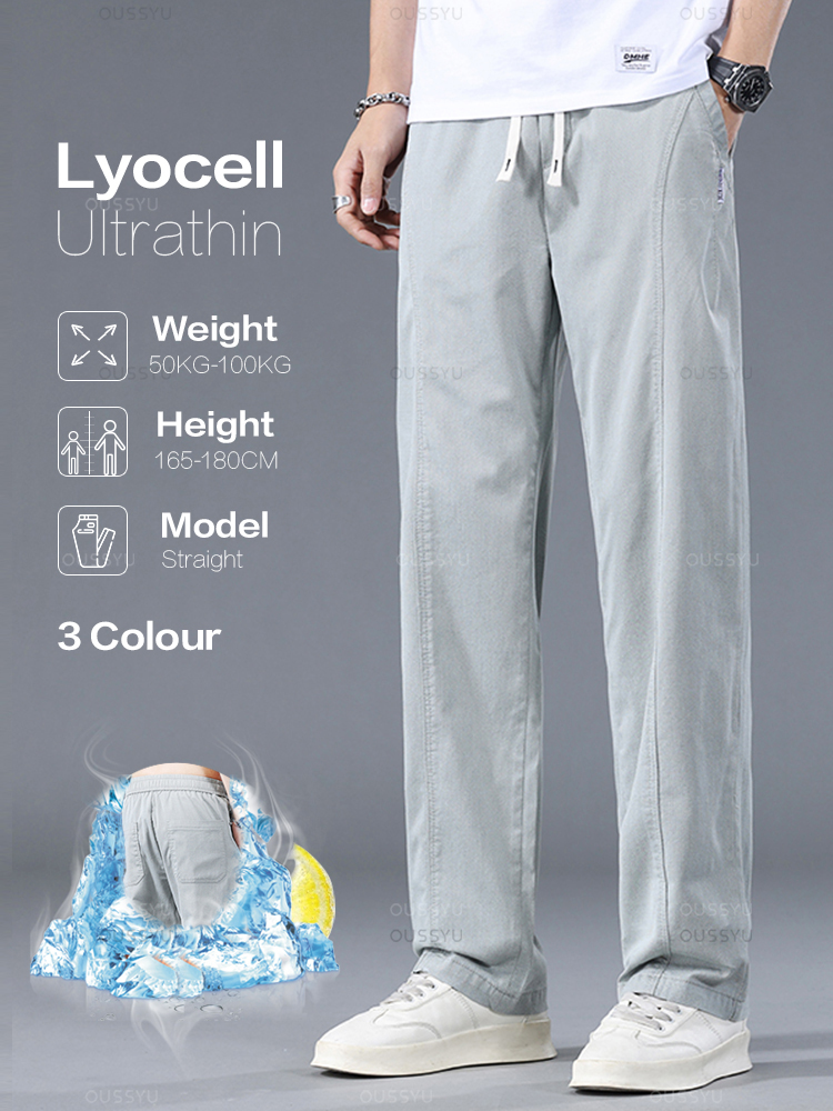 Summer Clothing Brands Men - OUSSYU-Pantalones informales de pierna ancha para