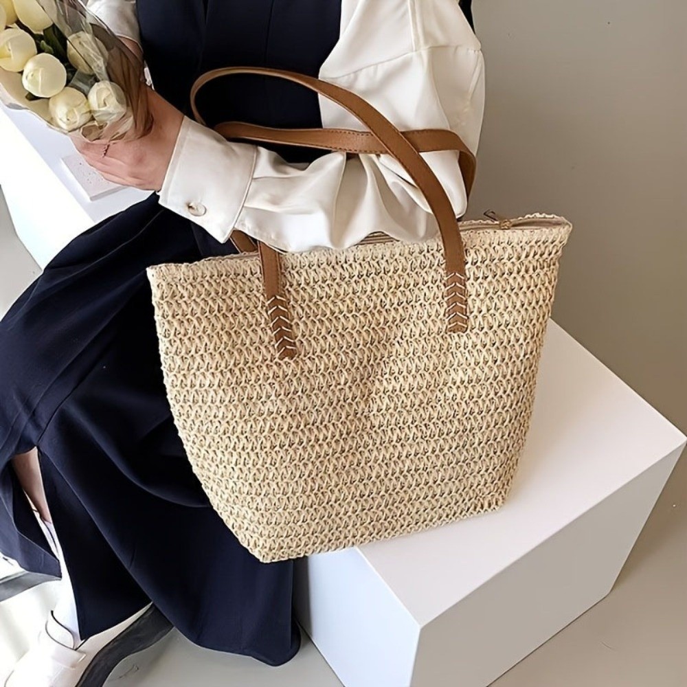 Bolso de mano de rafia tejida  - Beach Bag Straw reseña y precio