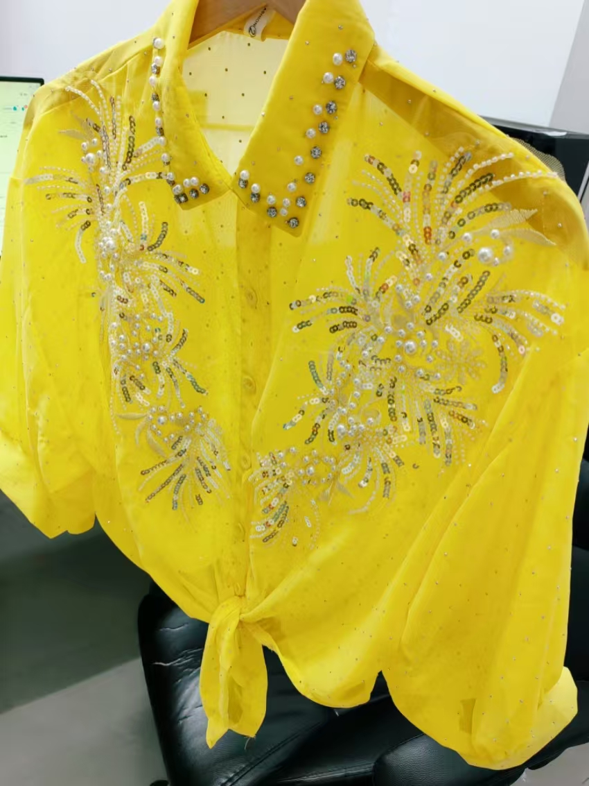 Blusas de Chifón Amarillo con  - Yellow Summer Clothing reseña y precio
