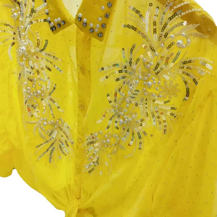 Blusas de Chifón Amarillo con  - Yellow Summer Clothing reseña y precio