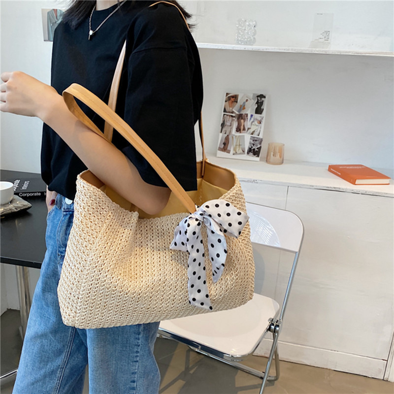Bolso de paja con lazo y bufan - Beach Bag Straw reseña y precio