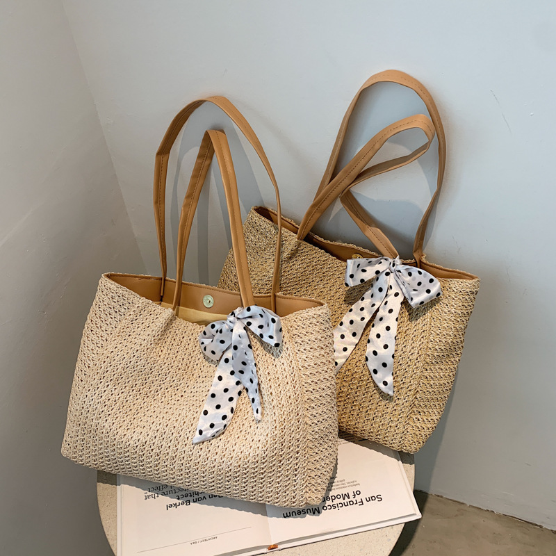 Bolso de paja con lazo y bufan - Beach Bag Straw reseña y precio