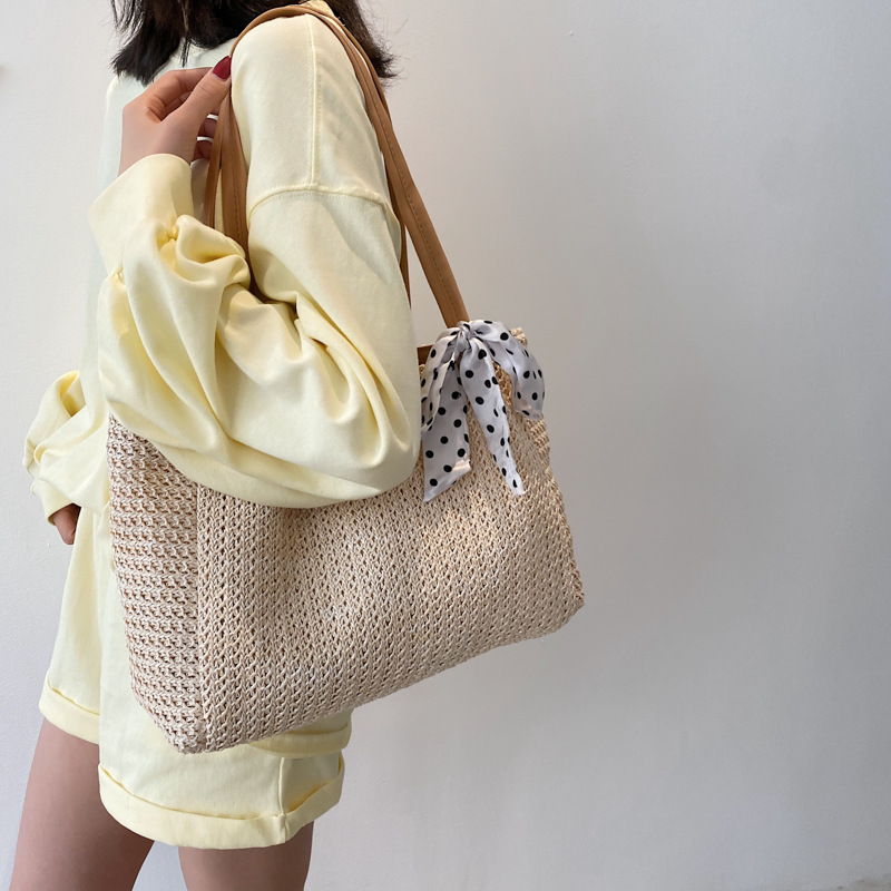 Bolso de paja con lazo y bufan - Beach Bag Straw reseña y precio