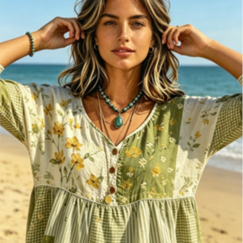Blusa informal holgada de mang - Yellow Summer Clothing reseña y precio