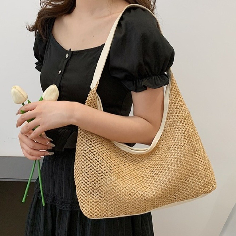 Bolso de paja tejido de color  - Beach Bag Straw reseña y precio