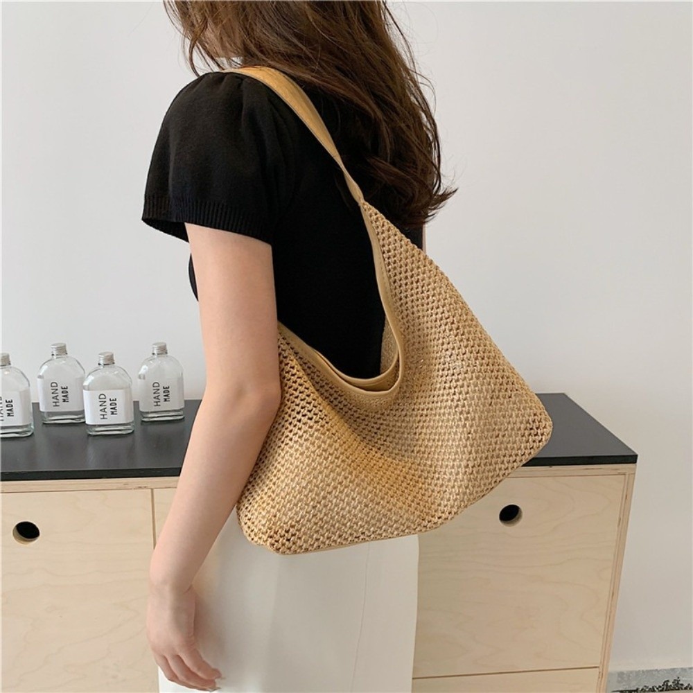 Bolso de paja tejido de color  - Beach Bag Straw reseña y precio