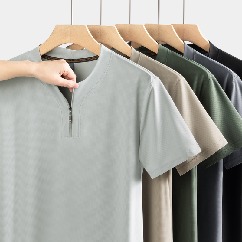 Camiseta Henley de seda helada - Summer Clothing For Young Men reseña y precio