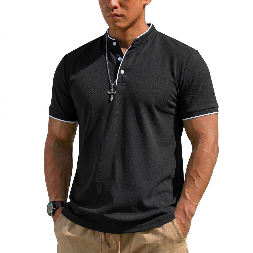 Camiseta Henley de Manga Corta - Summer Clothing For Young Men reseña y precio