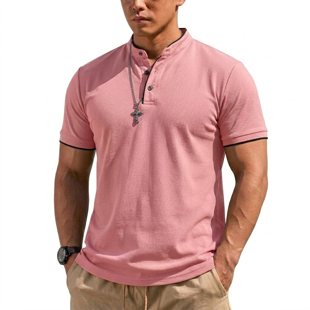 Camiseta Henley de Manga Corta - Summer Clothing For Young Men reseña y precio