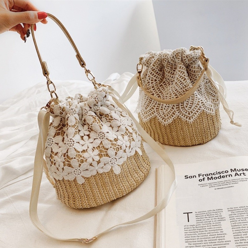 Bolso de hombro portátil de pa - Beach Bag Straw reseña y precio